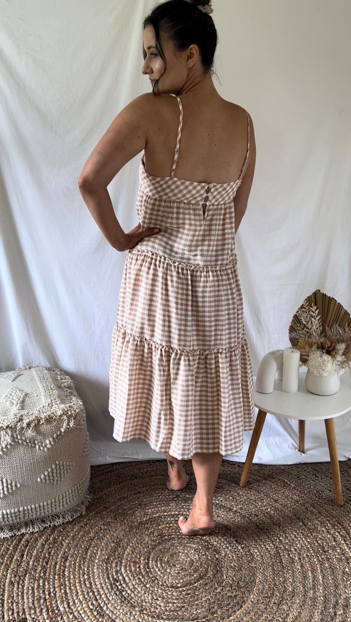 Piper Gingham Tiered Midi Dress